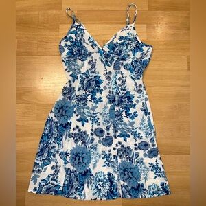 SHEIN Blue and White Floral Midi Dress
